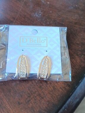 D'Bello Gold Crystal Hoop Earrings - Gold